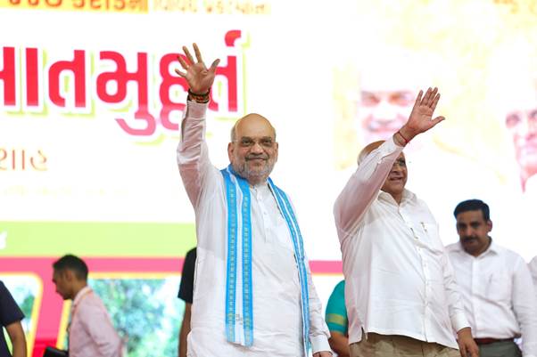 'Home Minister  of India  inaugurates and lays foundation stone of projects worth ₹919 cr including various development works of Ahmedabad Municipal Corporation (AMC) in Gujarat'