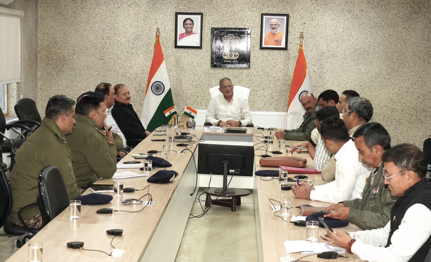 'LG Kavinder Gupta reviews Law & Order situation in Leh  Reassures UT Admin’s commitment to protect Ladakh people’s rights & cultural identity'