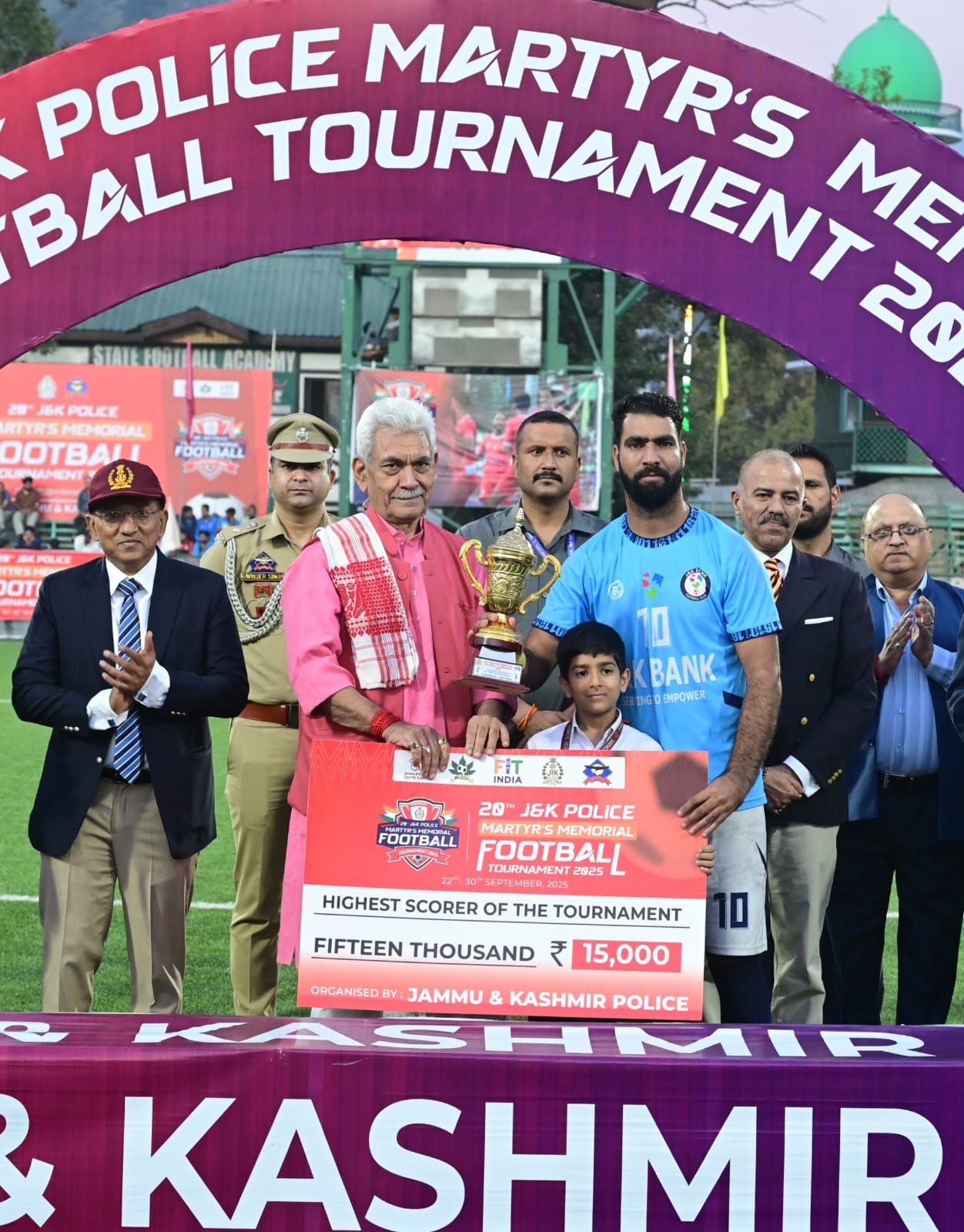 'LG Manoj Sinha Addresses Closing Ceremony of 20th J&K Police Martyr’s Memorial Football Tournament'