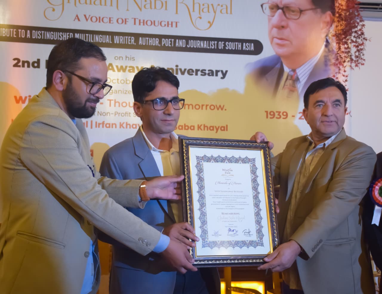 'Wisdom First Hosts Tribute to Ghulam Nabi Khayal, Celebrating His Literary and Journalistic Legacy'