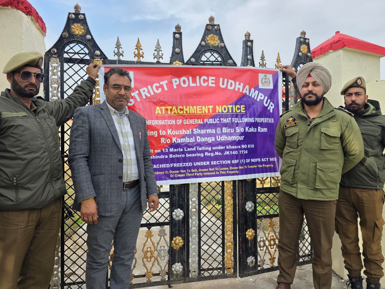 'Udhampur Police Attach Rs 2 Crore Properties of Drug Peddlers in Two NDPS Cases'