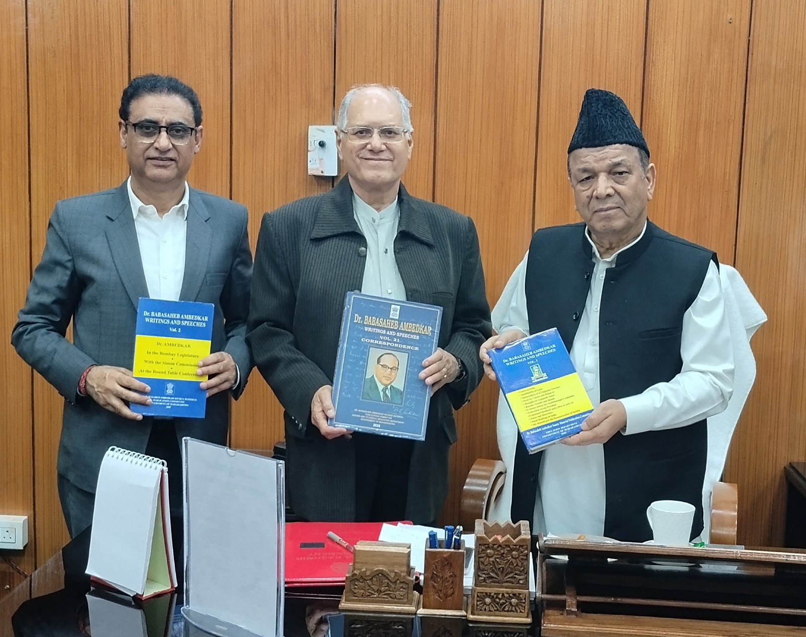 'Bhartiya Dalit Sahitya Academy Delegation Meets JKLA Speaker, Donates Books on Dr B.R. Ambedkar'