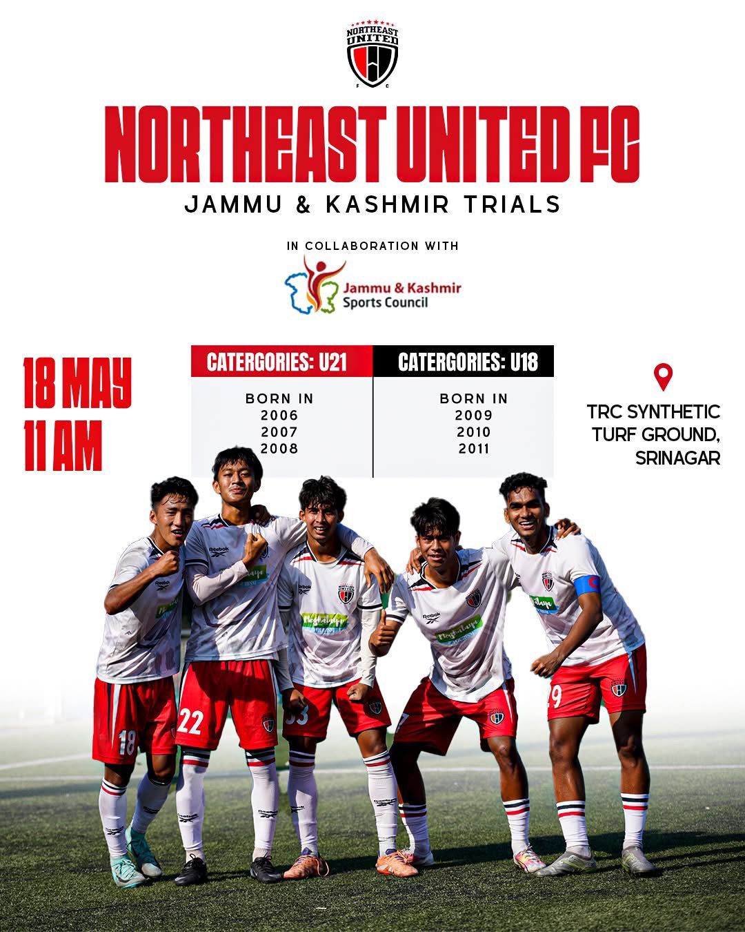 'Northeast United FC to Conduct Historic Open Football Trials in Srinagar,J&K Youth Get Direct Opportunity to Impress Indian Super League Club'