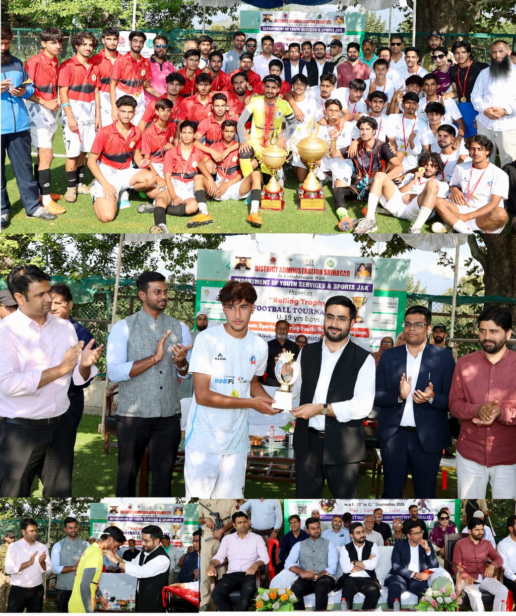 'DC Srinagar attends Grand Finale of District Administration’s Football Rolling Trophy-2026 , Felicitates winners and runner up teams with Trophies and Medals of appreciation'
