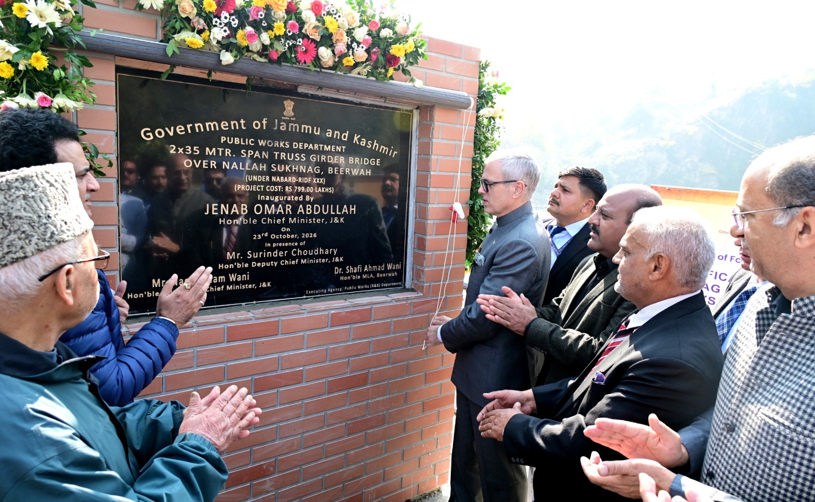 'Omar Abdullah Inaugurates, Launches Rs 25-Crore Development Projects in Beerwah Sukhnag Bridge Opened to Public; Power Infrastructure, Civic Amenities and Tourism to Receive Major Boost'